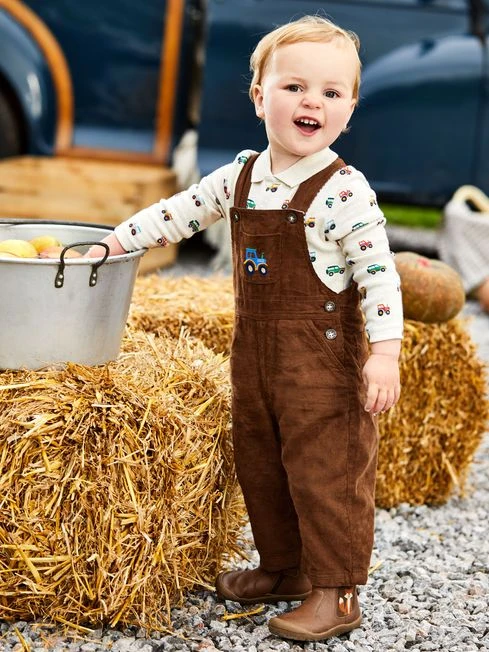 Jojo Maman Bebe JoJo Maman Bébé Brown Caramel Tractor Embroidered Pocket Cord Dungarees 4 Jojo Maman Bebe JoJo Maman Bébé Brown Caramel Tractor Embroidered Pocket Cord Dungarees - Image 2
