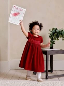 Jojo Maman Bebe JoJo Maman Bébé Red Velvet Smocked Party Dress