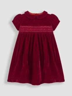 Jojo Maman Bebe JoJo Maman Bébé Red Velvet Smocked Party Dress -Jojo Maman Bebe 9EQ586s3