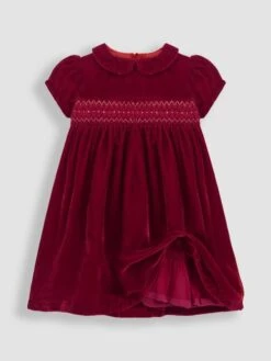 Jojo Maman Bebe JoJo Maman Bébé Red Velvet Smocked Party Dress -Jojo Maman Bebe 9EQ586s4
