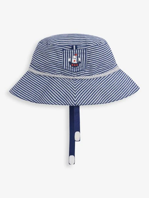 Jojo Maman Bebe JoJo Maman Bébé Navy Kids' Nautical Stripe Sun Hat 4 Jojo Maman Bebe JoJo Maman Bébé Navy Kids' Nautical Stripe Sun Hat - Image 2
