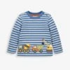 Jojo Maman Bebe JoJo Maman Bébé Indigo Construction Vehicles Appliqué Top