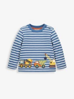 Jojo Maman Bebe JoJo Maman Bébé Indigo Construction Vehicles Appliqué Top
