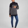 Jojo Maman Bebe JoJo Maman Bébé Navy Ecru Stripe Navy & Ecru Stripe Turtle Neck Maternity & Nursing Jumper -Jojo Maman Bebe C01384s