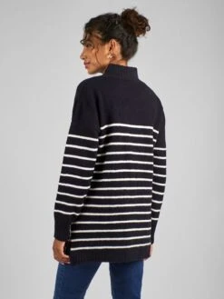 Jojo Maman Bebe JoJo Maman Bébé Navy Ecru Stripe Navy & Ecru Stripe Turtle Neck Maternity & Nursing Jumper -Jojo Maman Bebe C01384s2