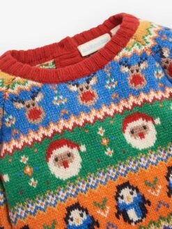 Jojo Maman Bebe JoJo Maman Bébé Multi Coloured Christmas Fair Isle Knitted Baby All-In-One -Jojo Maman Bebe C03473s2