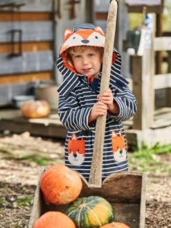 Jojo Maman Bebe JoJo Maman Bébé Navy Ecru Stripe Navy Stripe Waterproof Fox Jacket -Jojo Maman Bebe C07170s