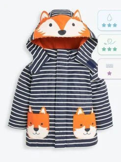 Jojo Maman Bebe JoJo Maman Bébé Navy Ecru Stripe Navy Stripe Waterproof Fox Jacket -Jojo Maman Bebe C07170s2