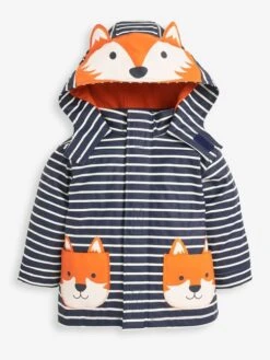 Jojo Maman Bebe JoJo Maman Bébé Navy Ecru Stripe Navy Stripe Waterproof Fox Jacket -Jojo Maman Bebe C07170s8