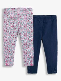 Jojo Maman Bebe JoJo Maman Bébé Ditsy 2-Pack Floral Print & Navy Leggings -Jojo Maman Bebe C09451s