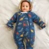 Jojo Maman Bebe JoJo Maman Bébé Indigo Dinosaur Print Cosy Pramsuit -Jojo Maman Bebe C10433s