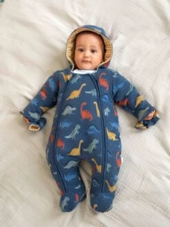 Jojo Maman Bebe 11 Jojo Maman Bebe JoJo Maman Bébé Indigo Dinosaur Print Cosy Pramsuit
