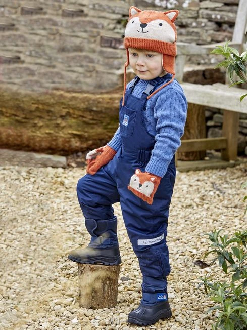Jojo Maman Bebe JoJo Maman Bébé Navy Waterpoof Fleece Lined Dungarees 3 Jojo Maman Bebe JoJo Maman Bébé Navy Waterpoof Fleece Lined Dungarees