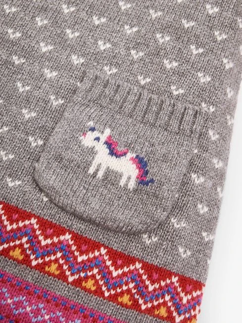 Jojo Maman Bebe JoJo Maman Bébé Marl Grey Unicorn Fair Isle Knitted Dress 4 Jojo Maman Bebe JoJo Maman Bébé Marl Grey Unicorn Fair Isle Knitted Dress - Image 2