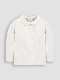 Jojo Maman Bebe JoJo Maman Bébé Cream Plain Peter Pan Long Sleeve Top