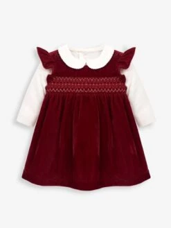 Jojo Maman Bebe JoJo Maman Bébé Red 2-Piece Velvet Smocked Baby Dress & Body Set