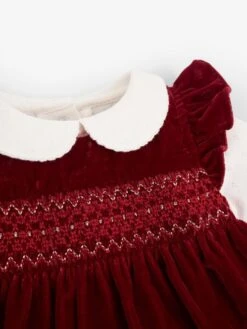 Jojo Maman Bebe JoJo Maman Bébé Red 2-Piece Velvet Smocked Baby Dress & Body Set 7 Jojo Maman Bebe JoJo Maman Bébé Red 2-Piece Velvet Smocked Baby Dress & Body Set -Jojo Maman Bebe C19287s3