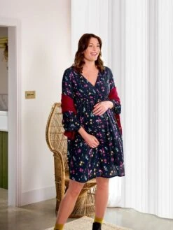 Jojo Maman Bebe JoJo Maman Bébé Navy Floral Wrap Maternity Dress