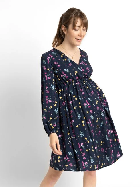 Jojo Maman Bebe JoJo Maman Bébé Navy Floral Wrap Maternity Dress 6 Jojo Maman Bebe JoJo Maman Bébé Navy Floral Wrap Maternity Dress - Image 4