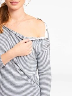 Jojo Maman Bebe JoJo Maman Bébé Marl Grey Shoulder Opening Maternity & Nursing Top -Jojo Maman Bebe C20883s2