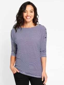 Jojo Maman Bebe JoJo Maman Bébé Navy Shoulder Opening Maternity & Nursing Top