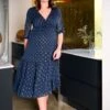 Jojo Maman Bebe JoJo Maman Bébé Navy Foil Print Wrap Maternity Midi Dress