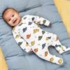 Jojo Maman Bebe JoJo Maman Bébé White Dinosaur Print Zip Sleepsuit -Jojo Maman Bebe C25801s