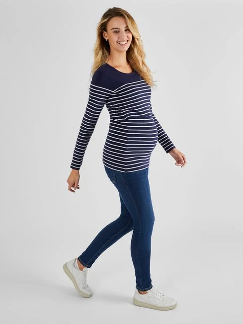 Jojo Maman Bebe JoJo Maman Bébé Navy White Stripe Stripe Maternity & Nursing Top 3 Jojo Maman Bebe JoJo Maman Bébé Navy White Stripe Stripe Maternity & Nursing Top