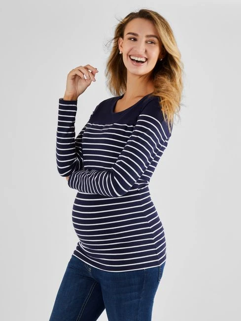Jojo Maman Bebe JoJo Maman Bébé Navy White Stripe Stripe Maternity & Nursing Top 5 Jojo Maman Bebe JoJo Maman Bébé Navy White Stripe Stripe Maternity & Nursing Top - Image 3