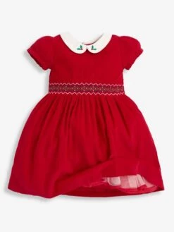 Jojo Maman Bebe JoJo Maman Bébé Red Smocked Cord Party Dress -Jojo Maman Bebe C27804s2