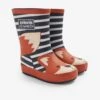 Jojo Maman Bebe JoJo Maman Bébé Navy Ecru Stripe Navy Stripe Fox Wellies -Jojo Maman Bebe C30289s