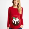 Jojo Maman Bebe JoJo Maman Bébé Red Christmas Pudding Maternity Tops -Jojo Maman Bebe C30458s