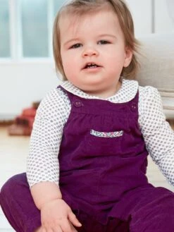 Jojo Maman Bebe JoJo Maman Bébé Plum Pretty Cord Dungarees -Jojo Maman Bebe C30543s3
