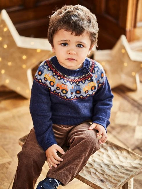 Jojo Maman Bebe JoJo Maman Bébé Navy Tractor Fair Isle Jumper 3 Jojo Maman Bebe JoJo Maman Bébé Navy Tractor Fair Isle Jumper