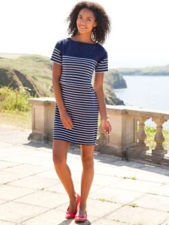 Jojo Maman Bebe JoJo Maman Bébé Navy White Stripe Navy Breton Stripe Nursing Dress