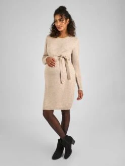 Jojo Maman Bebe JoJo Maman Bébé Oatmeal Crew Neck Knitted Maternity Dress