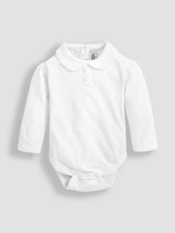 Jojo Maman Bebe JoJo Maman Bébé White Plain Long Sleeve Peter Pan Bodies