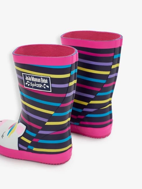 Jojo Maman Bebe JoJo Maman Bébé Fuchsia Multi Stripe Unicorn Wellies 7 Jojo Maman Bebe JoJo Maman Bébé Fuchsia Multi Stripe Unicorn Wellies - Image 5