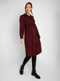 Jojo Maman Bebe JoJo Maman Bébé Wine Animal Print Shirt Maternity Dress With Tie -Jojo Maman Bebe C33600s3