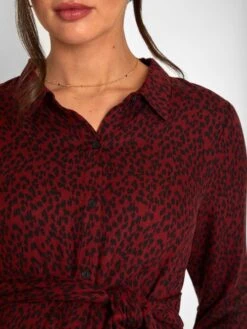 Jojo Maman Bebe JoJo Maman Bébé Wine Animal Print Shirt Maternity Dress With Tie -Jojo Maman Bebe C33600s6