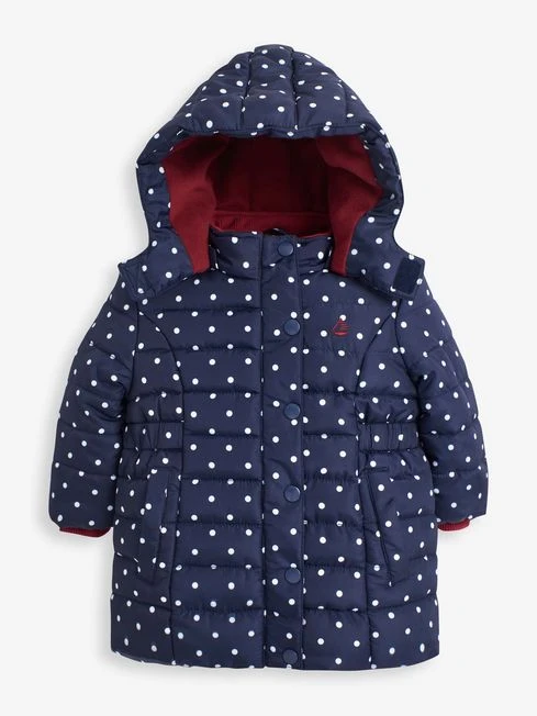 Jojo Maman Bebe JoJo Maman Bébé Navy White Dot Navy & White Dot Cosy Puffer Jacket 5 Jojo Maman Bebe JoJo Maman Bébé Navy White Dot Navy & White Dot Cosy Puffer Jacket - Image 3