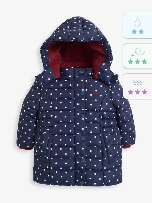 Jojo Maman Bebe JoJo Maman Bébé Navy White Dot Navy & White Dot Cosy Puffer Jacket 9 Jojo Maman Bebe JoJo Maman Bébé Navy White Dot Navy & White Dot Cosy Puffer Jacket - Image 7