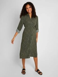 Jojo Maman Bebe JoJo Maman Bébé Khaki Animal Print Shirt Maternity Dress