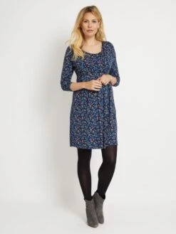 Jojo Maman Bebe JoJo Maman Bébé Navy Pretty Floral Maternity & Nursing Pleat Tunic Dress