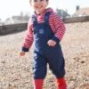 Jojo Maman Bebe JoJo Maman Bébé Navy Girls Pack-Away Waterproof Dungarees -Jojo Maman Bebe C40801s