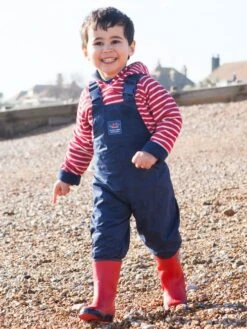Jojo Maman Bebe JoJo Maman Bébé Navy Girls Pack-Away Waterproof Dungarees