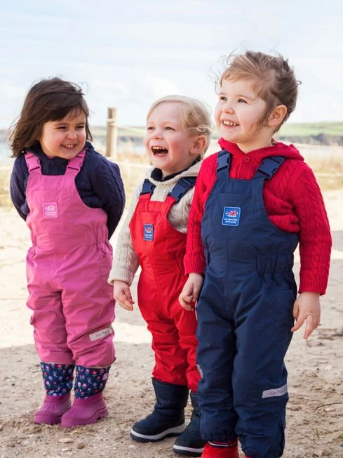 Jojo Maman Bebe JoJo Maman Bébé Navy Girls Pack-Away Waterproof Dungarees 4 Jojo Maman Bebe JoJo Maman Bébé Navy Girls Pack-Away Waterproof Dungarees - Image 2