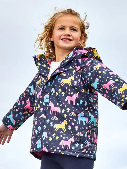 Jojo Maman Bebe JoJo Maman Bébé Navy Unicorn Cosy Waterproof Jacket 3 Jojo Maman Bebe JoJo Maman Bébé Navy Unicorn Cosy Waterproof Jacket