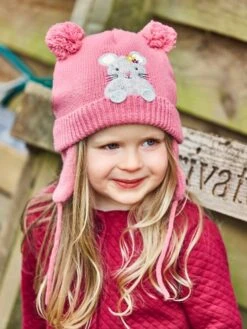 Jojo Maman Bebe JoJo Maman Bébé Pink Mouse Appliqué Hat