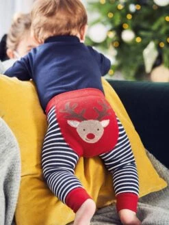Jojo Maman Bebe JoJo Maman Bébé Red Reindeer Stripe Baby Leggings
